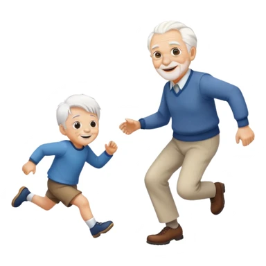 Old grandpa chasing little kids sticker