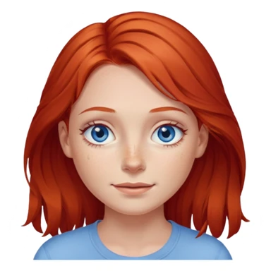 A girl with red hair and intense blue eyes. Delicate dark circles under her eyes give her a slightly tired look, and her smile belies any fatigue. sticker