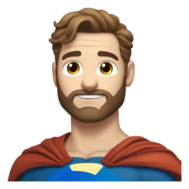 White superman, redish hair, blue eyes, redish brownish facial hair, very handsome, scruffy beard, whole body sticker