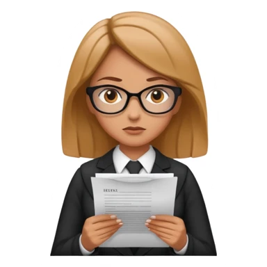 female lawyer reading a document sticker