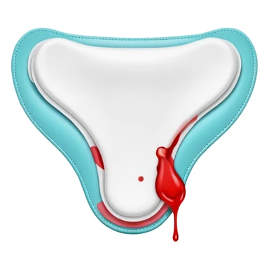 female sanitary pad with visible blood sticker