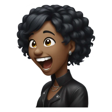Black hair goth girl laughing out loud sticker