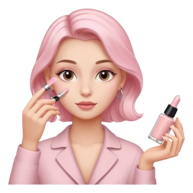 clean girl aesthetic emoji, applying skin care, serum, cream, hair in a claw clip, soft pink and nude palette sticker