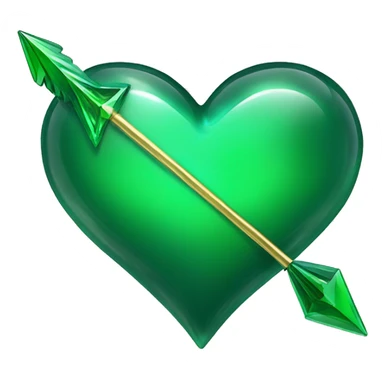 heart pierced emerald green with an arrow, glass effect sticker