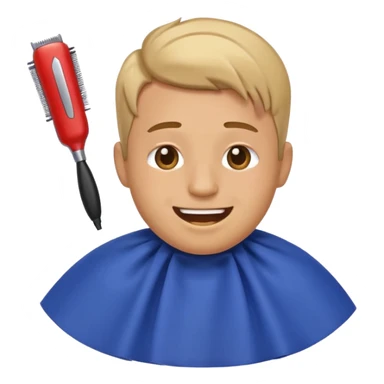 Facebook style laughing emoji getting a haircut sticker