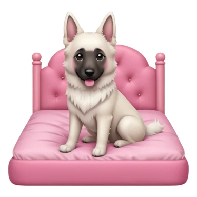White belgian Shepard sit in a pink bed
  sticker