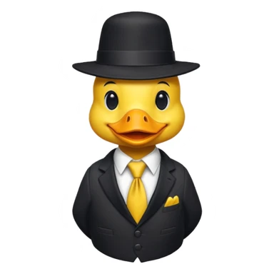 duck wearing a black tall hat and tie  sticker
