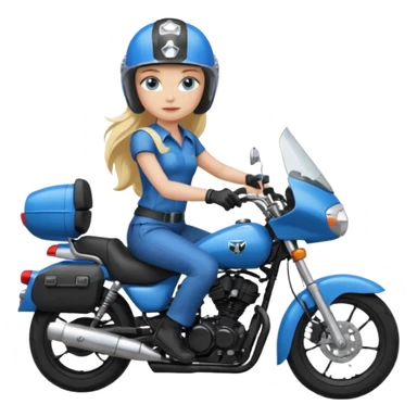 moça cabelo comprido loira de olho azul de capacete em uma moto honda preta  sticker