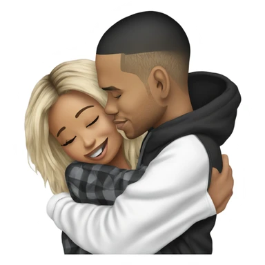 Hyper Realistic Chris Brown hugging Karruche Tran sticker