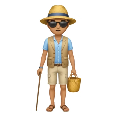 full body man with straw hat sticker