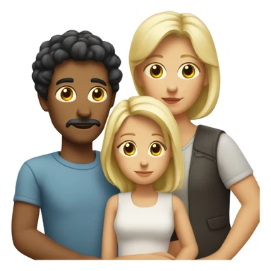 dark hair father and blond mother and two children sticker