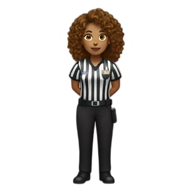 female basketball referee with brown long curly hair sticker