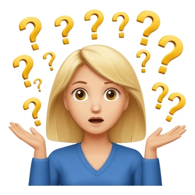 lady with medium lenth blonde hair throwing question marks in the as if confused sticker