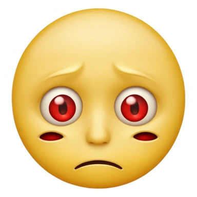 yellow emoji face with red veiny eyes, exhausted look sticker