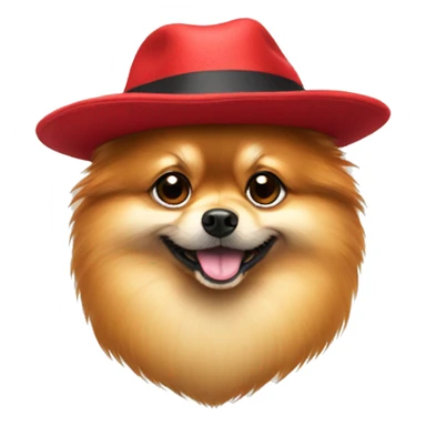 a pomeranian in a red hat sticker