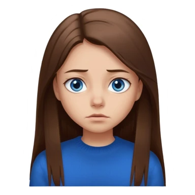 fille long cheveux lisse brune yeux bleu aigri pull noir petite en taille sticker