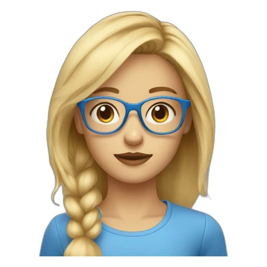 Fille aux cheveux courts blond et aux yeux bleus et avec des lunettes sticker