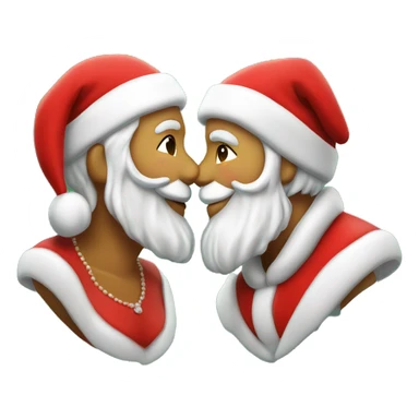 Mr and Mrs Claus under the mistletoe kissing sticker