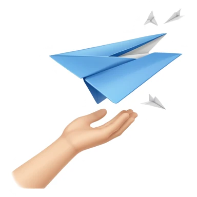hand throwing a paper airplane, fun and dynamic sticker