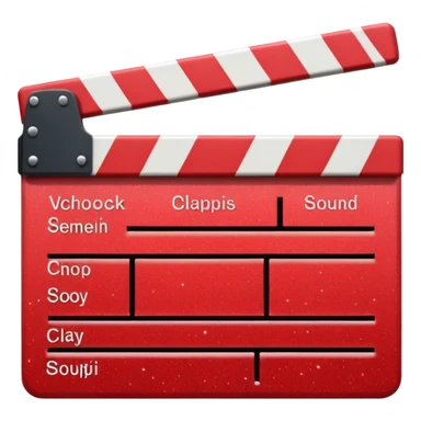 red clapperboard used in filmmaking, cute and stylish design with glitter sticker
