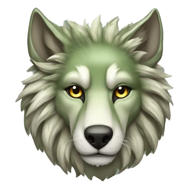 Musty green olive gray brown camo wolf face lion face dragon face sparkling glittering wolf sticker
