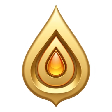 A simple golden tilak symbol with a central vertical drop shape and two curved lines on the sides forming a symmetric U-shape. sticker