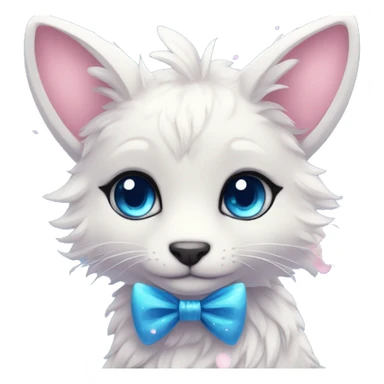 Anthro Cute Cool Kawaii gorgeous sparkly ethereal fantasy animal creature with blue eyes furry sona with flowers and bow tie beautiful aesthetic sticker