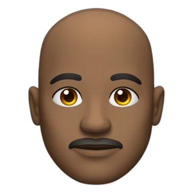 A black 50 year old bald man with Tribal tattoo on the side of his face above his left eye sticker