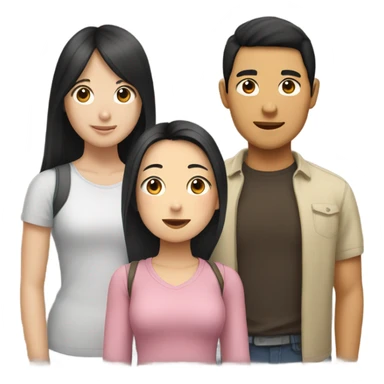 Three best friends: one Asian guy, one girl with straight black hair, and one girl with light brown hair. sticker
