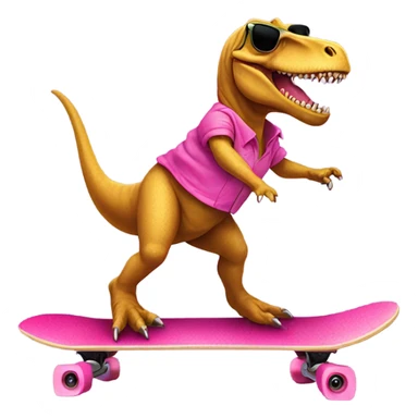 trex on a skateboard with pink sunglasses  sticker