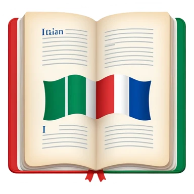 Italian to English dictionary book cover with correct Italian flag and incorrect British flag with wrong colors or pattern sticker
