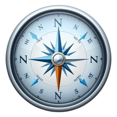 A compass pointing north, with the 'N' clearly marked. Cold, snowy atmosphere in the background, symbolizing the northern direction and icy climate sticker