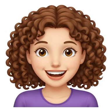 Excited girl with brown curly hair ￼ sticker