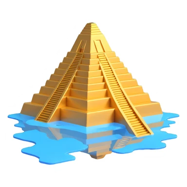 Anunnaki-inspired golden ziggurat, submerged, futuristic details sticker