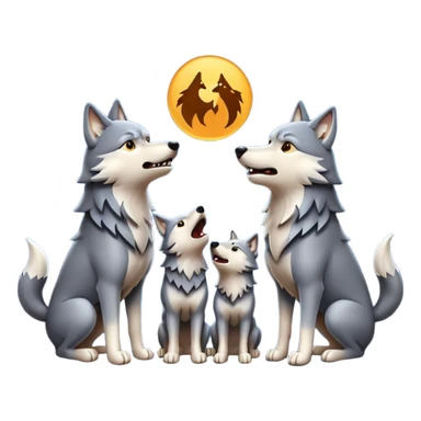 Wolf pack howling in different directions  sticker