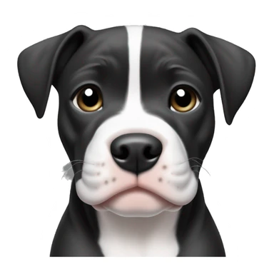 Pitbull puppy mix, black and white, middle of face white with sides of face black, black dot on the top of ￼his head sticker