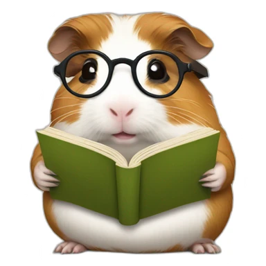 Fat guinea pig wearing glasses and reading a book sticker