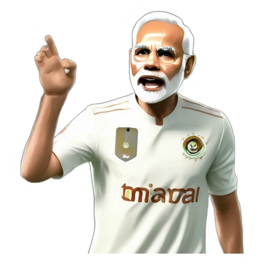 hyper realistic narendra modi doing cristiano ronaldo's celebration 'siuuu' in india's jersey sticker