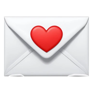 closed white envelope with a single red heart sticker in the center, smooth and clean, minimal details, bright and saturated colors, glossy highlight


 sticker