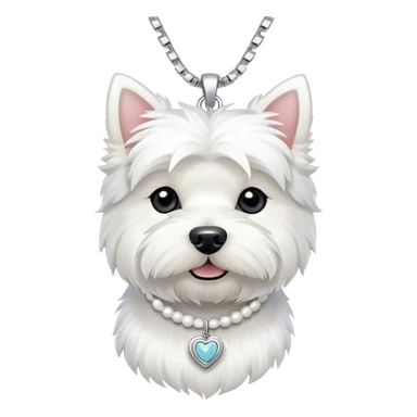 West Highland white terrier with 'ubercute' necklace sticker