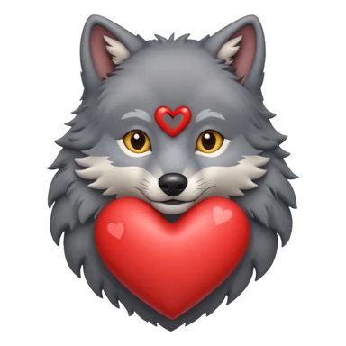 cute dark grey wolf inside heart sticker
