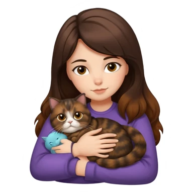 brunette girl snuggling a tortoiseshell Persian cat sticker