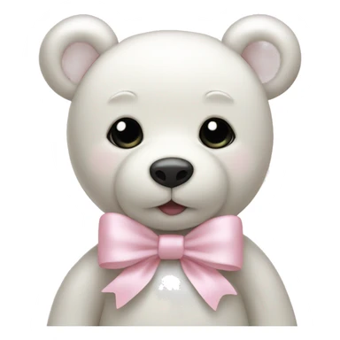 White teddy bear with light pink bow sticker
