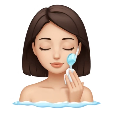 girl brunette getting a deep facial cleansing eyes closed sticker