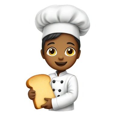 A child holding a piece of bread in a chef costume sticker