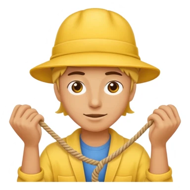 can you make a generic emoji of an individual (who works on a dock, but do not generate the dock itself) holding a rope neatly coiled in their hands? I do not want an emoji of a human person. Can it be a yellow emoji of a circular head like the original emojis? sticker