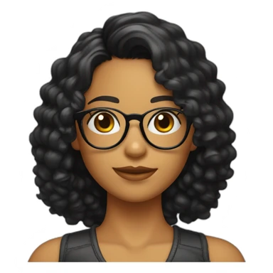 Chica con cabello rizado color negro, piel clara y que use lentes y sus ojos sean color negro también   sticker