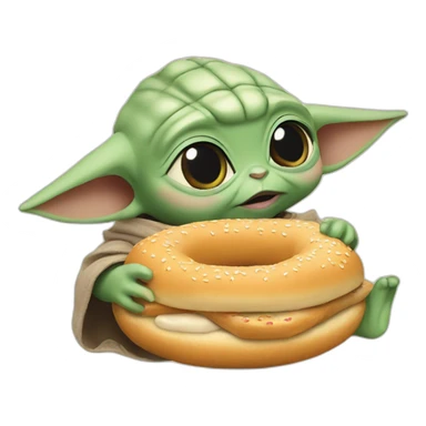 BABY YODA EATING A BAGEL sticker
