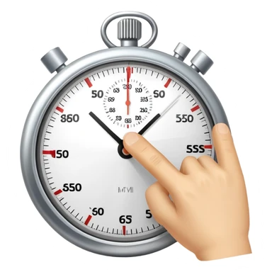 Stopwatch showing 1 minute and 58 seconds, hands pointing just before the 2-minute mark, symbolizing the two-minute rule in productivity sticker