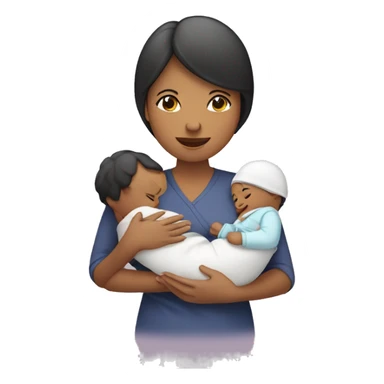 mamá con bebé en manos y enfermera sticker